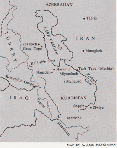 Map of Iraq, Iran, Kurdistan, and Turkey