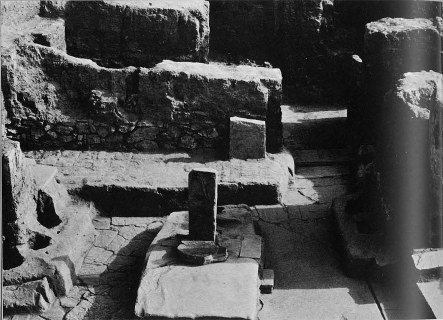 Part of the 9th century level at Hasanlu showing the main entrance of Burned Building II. the lion bowl was found in the room just beyond the doorway in the upper right of the picture.