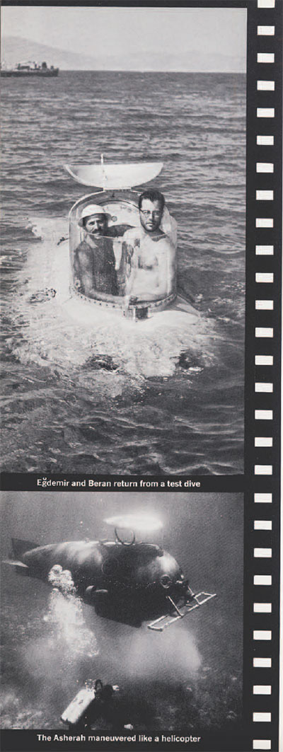 Men in submarine. submarine under water