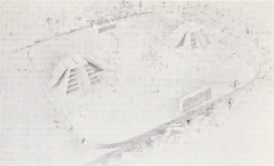 Drawing of a pyramid complex.