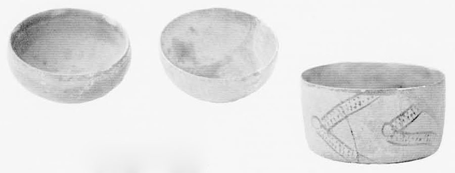 Typical shapes of painted gray ware pottery. From the collections of the Archaeological Survey of India.