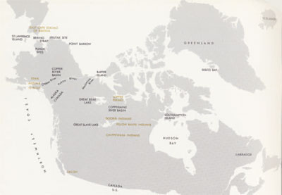 Map of Canada showing tribal territories.