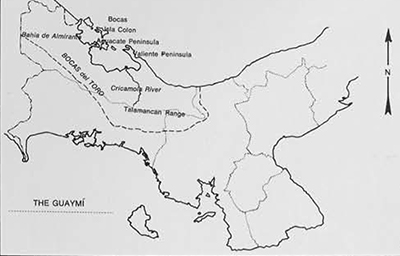 Map of Western Panama showing distribution of Guaymi and places mentioned in text. 