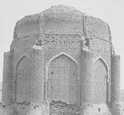 Kharragan Tomb Tower II, 35 Km. west of Ab-i Garm on the Gazvin-Hamadan road, dated A.D. 1093 (A. H. 486) by David Stronach and T. Cuyler Young,  Jr in "Three Selijuq Tomb Towers," Iran, Vol. IV, 1966. 