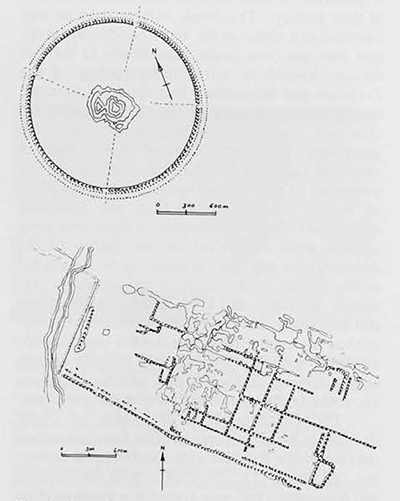 Sketch plan of (top) the Parthian city of Darabgird and (bottom) the Sassanian city of Jundi Shapur. 