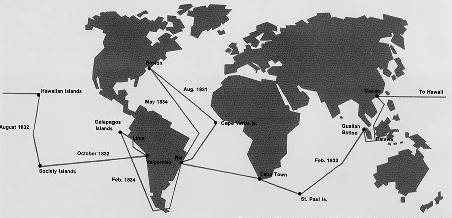 Route followed by U.S. POTOMAC 1831-1834