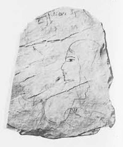 Limestone "sketch pad." XXth Dynasty. Height 44 cm. Goudsmit collection. 