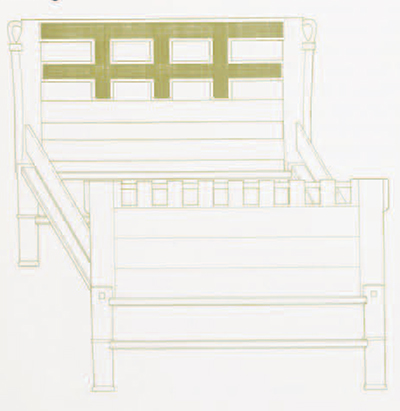 The child's bed: restored drawing. 