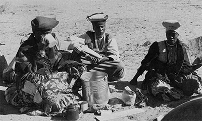 Tea Time at the Herero village of Sehitwa on the northern shores Lake N'gami. 