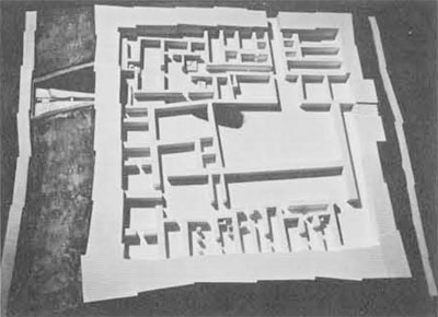 Model of royal citadel at Arad; note temple in upper left corner.