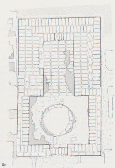Plan and reconstruction of a vaulted memorial chapel.