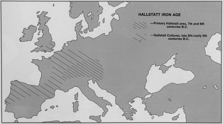 Map showing Hallstatt Iron Age.