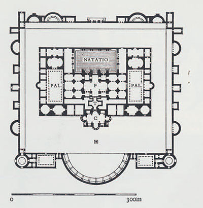 Plan of the Baths of Diocletian in Rome.