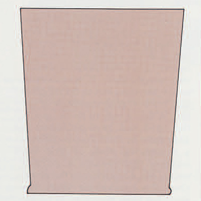 Drawing of a trapezoidal bowl outline from one side.