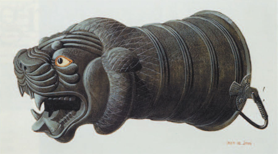 Lion-headed situla or bucket similar to htose  shown in the Khorsabad relief. Extremely fine metalsmithing is evidenced by its hammered form, incised decoration, and appliques (handle with bird mountings). The eyes are comprised of inlaid white material (eyeballs) and black stones (pupils).