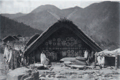 House of the Angami Naga, Assam, India. Photo by Furness, Harrison, and Hiller, 1899.