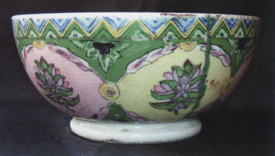 A colorful Russian porcelain bowl.