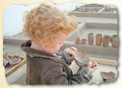 Alexander's daily work was done mostly with Mom in the sherd yard. 