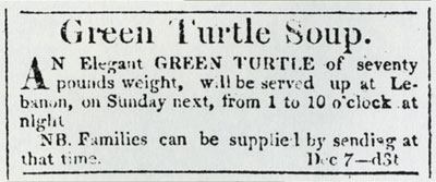 An advertisement for Green Turtle Soup.