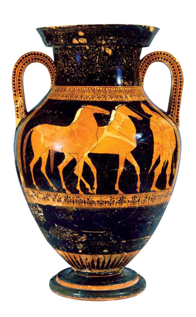 An Attic Type A Red Figure amphora (MS 5399) made by the painter Psiax and the potter Menon around 520–515 BC. Museum Object Number: 