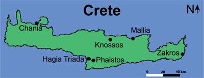 A map of Crete.