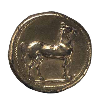 Punic electrum stater (Penn Museum 29-126-581) was struck between 310 and 270 BC
