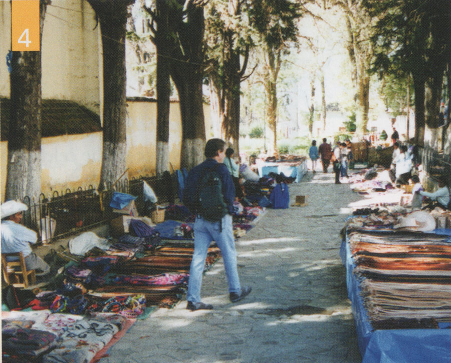 A street market in a Maya town.