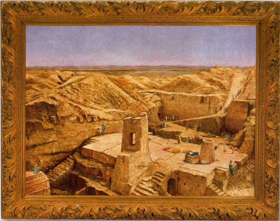 The painting of the Nippur excavations by Osman Hamdi Bey was inspired by a photograph by John Henry Haynes.