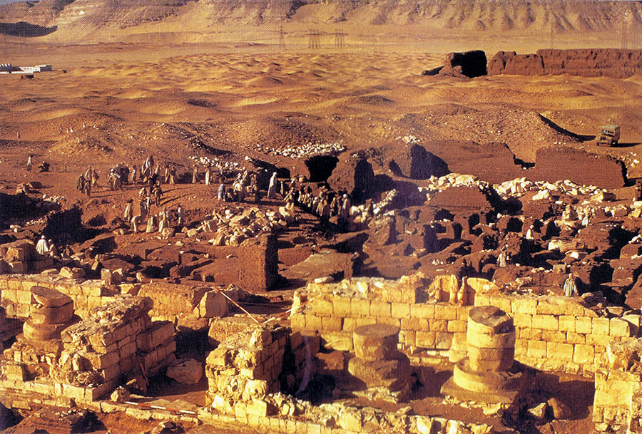 excavations took place in 1969 beneath the Portal Temple of ramses ii. The Pennsylvania-yale expedition house is in the upper left.