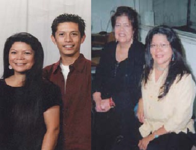 (Left): Talahongva and her son, Nick, live in the Phoenix metro area. Nick was raised to follow the Hopi religion. (Right):In 2006, she interviewed Wilma Mankiller, Chief of the Cherokee Nation.