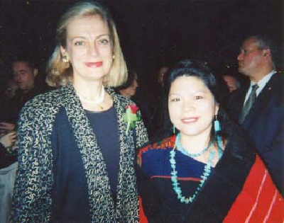 Talahongva at the United Nations with Nane Lagergren, the wife of former U.N. Secretary General Kofi Annan, 2003.