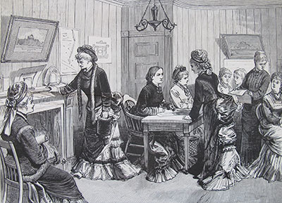 Women’s Pavilion committee members meet in 1876.