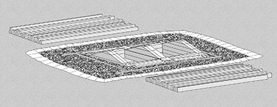 Drawing of the top of the tomb and tumulus, ready for burial.