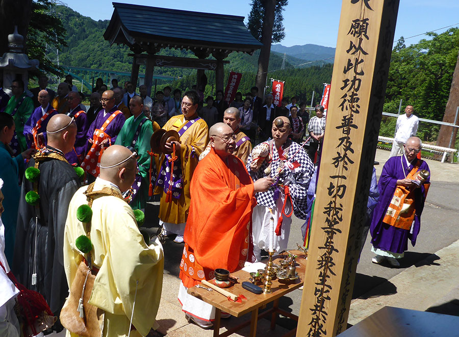 Monks gathered at a redressing ceremony.