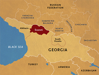 map of Svaneti in Georgia