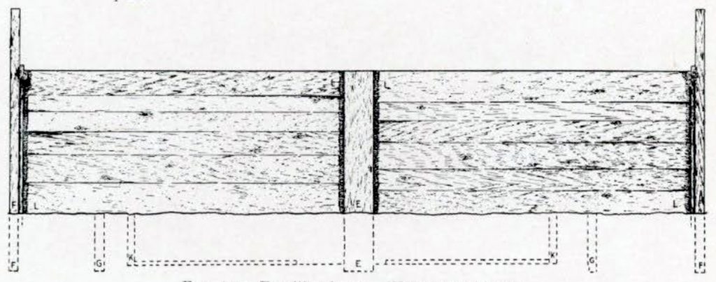 A drawing of an exterior side wall of a wood house