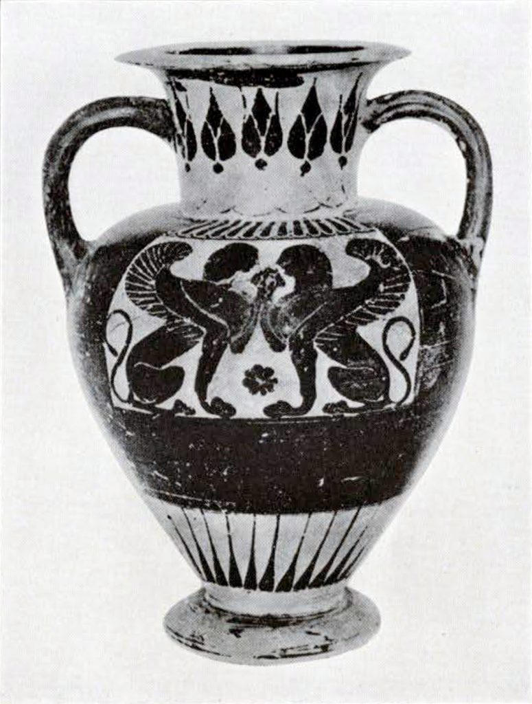An Ionic amphora showing two sphinxes facing each other