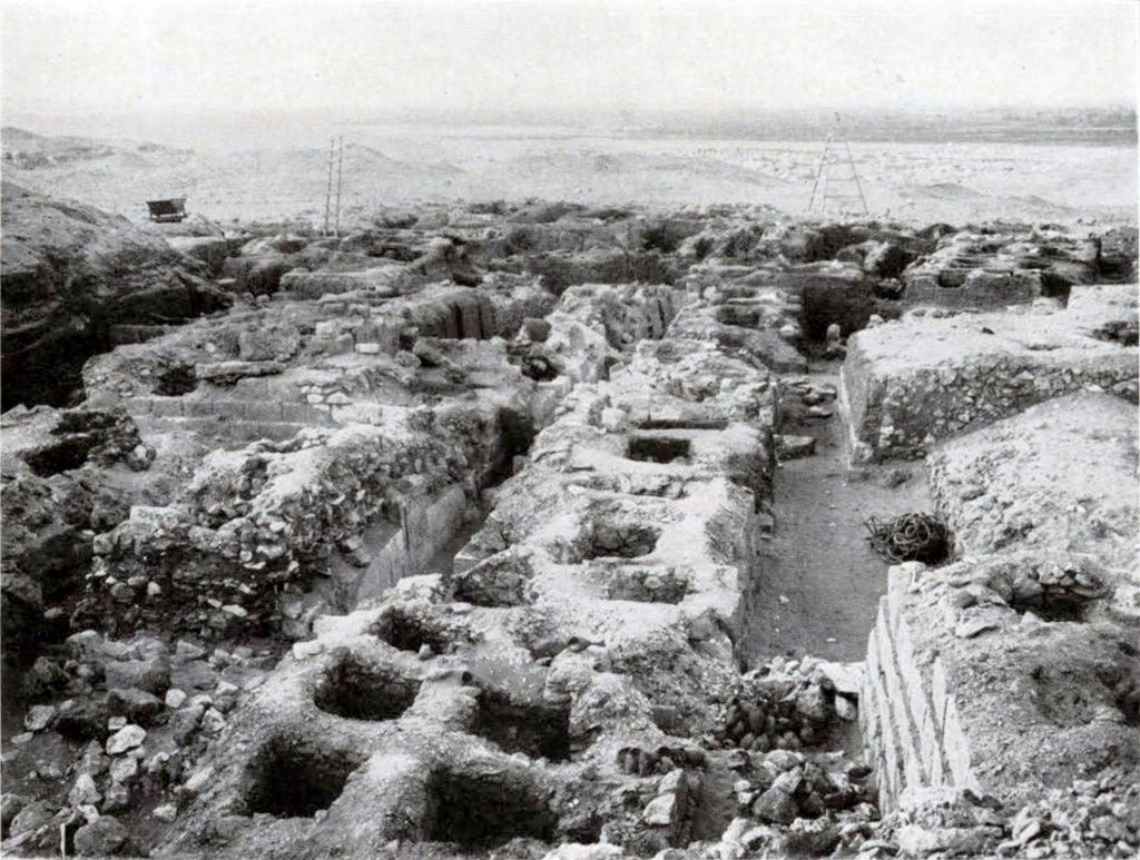 Cemetery at Giza in the midst of excavation showing building layouts