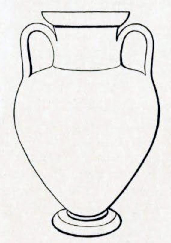 Drawing outlining the shpae of a typical red-bodied amphora showing to handles 