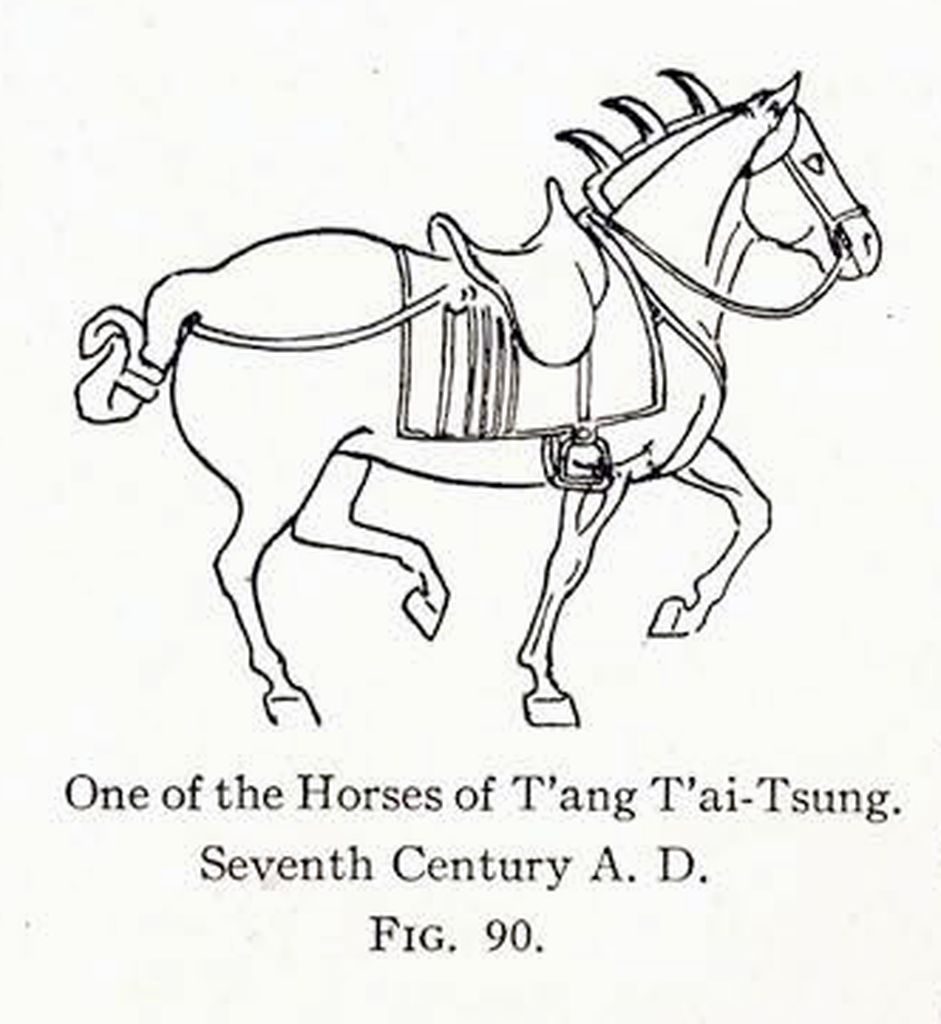 Drawing of a relief of a trotting horse
