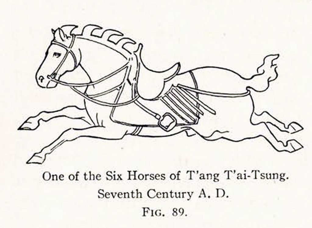 Drawing of a relief of a galloping horse