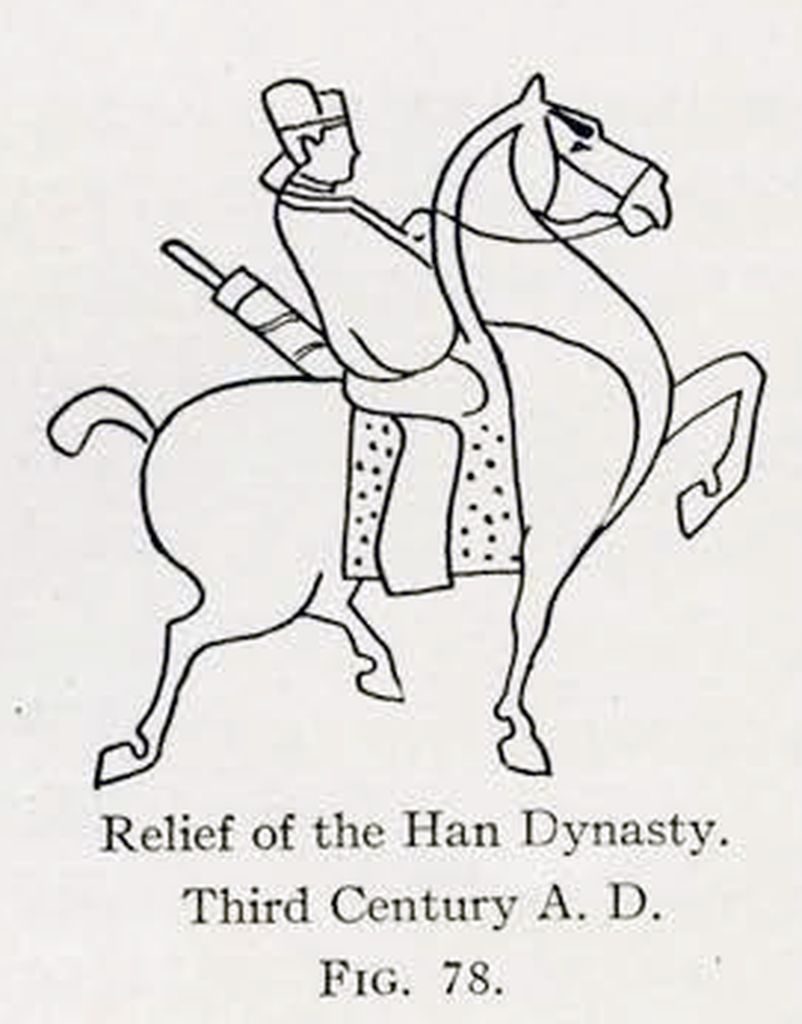 Drawing of a relief of a horse and rider