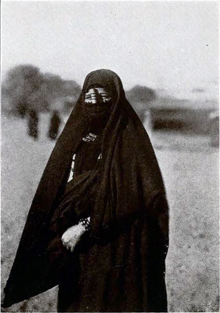 A portrait of a Mohammedan woman, completely veiled