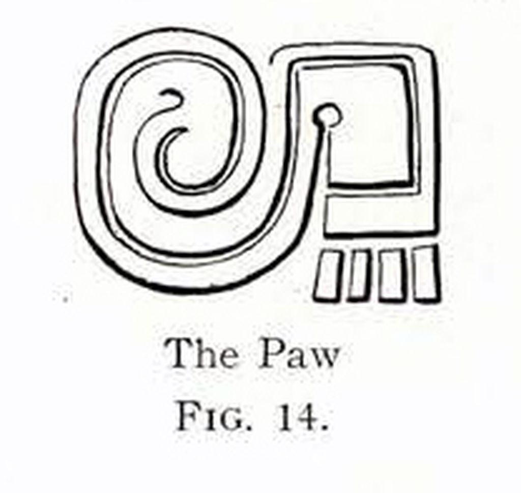 Drawing of a design showing a stylized paw