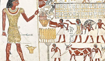 Wall painting with hieroglyphs.