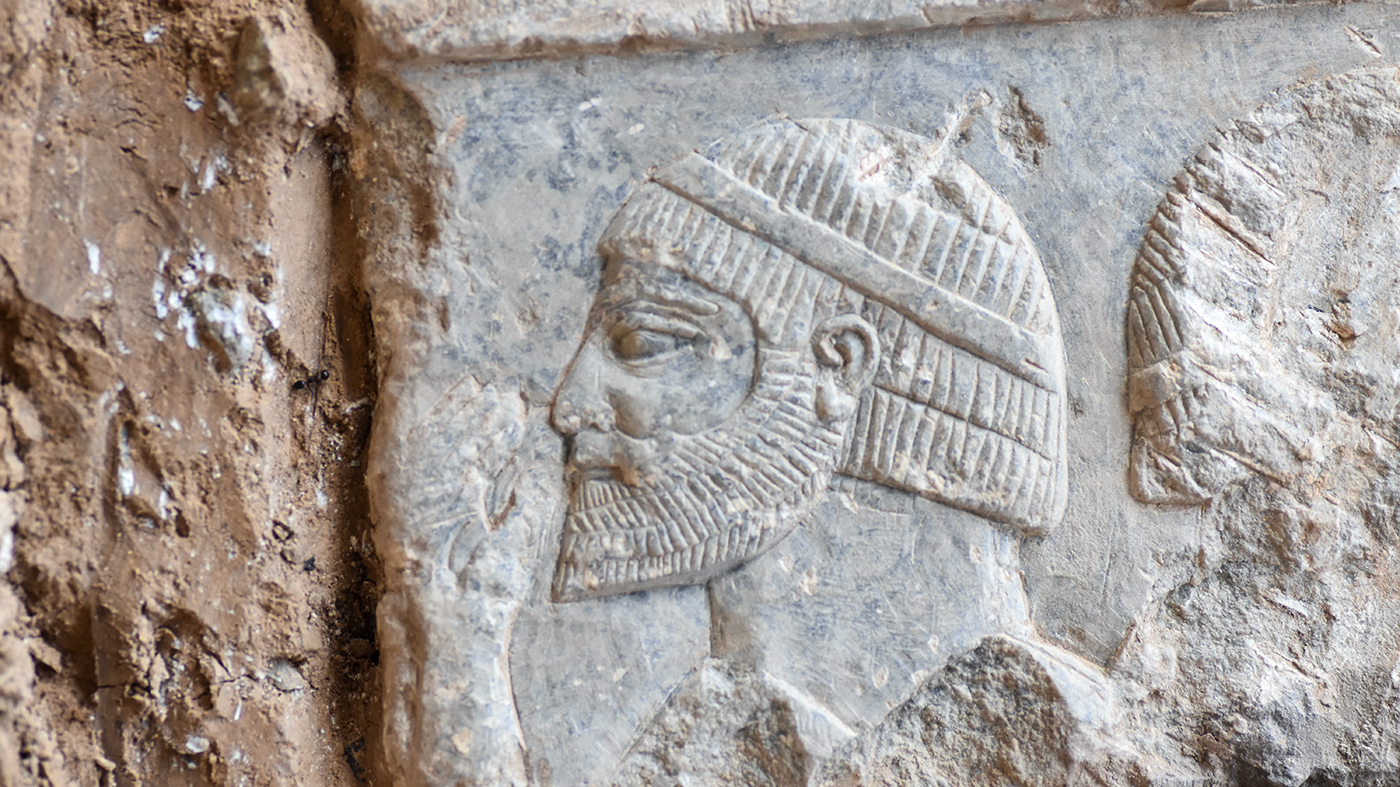 Marble relief of a high-ranking captive of the Assyrians