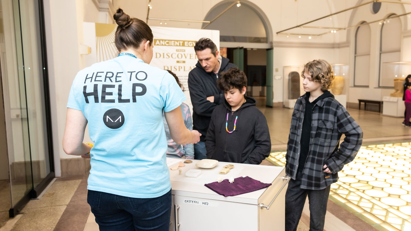 A cartifacts volunteer in the galleries.