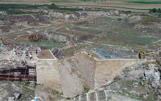 Gordion archaeological excavation as seen from above.