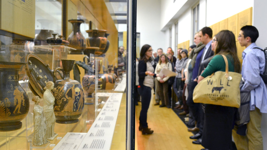 A tour group in the Greece Gallery.