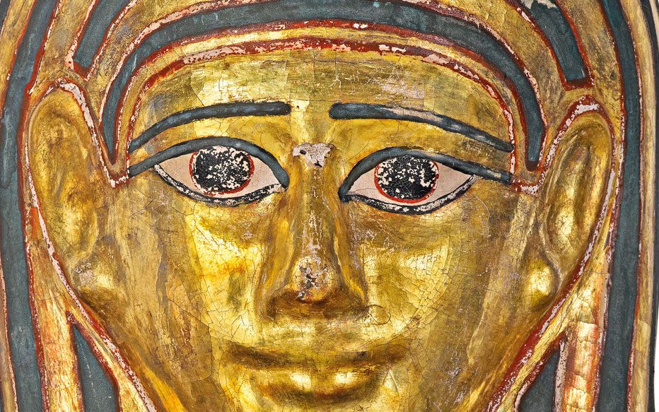 Close up of a sarcophagus lid.